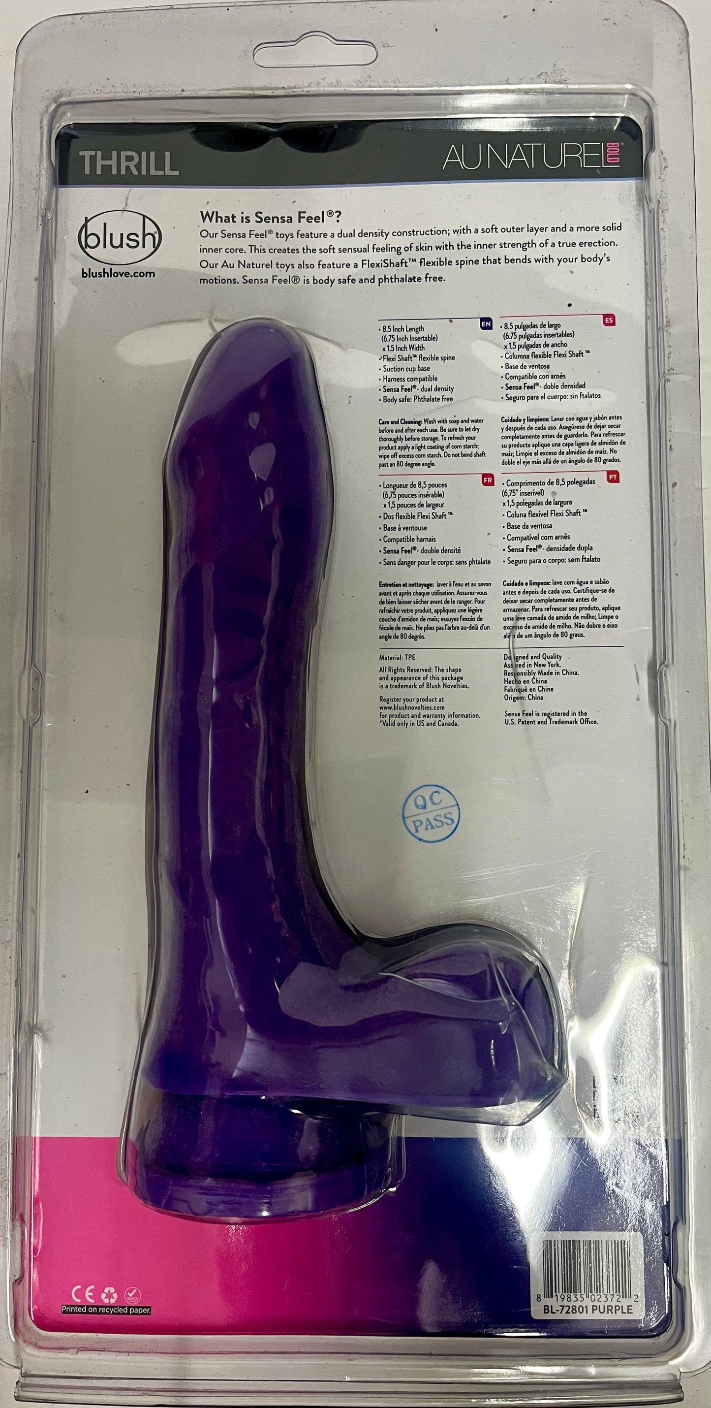 8" Blush Aunaturel Bold Purple Dildo